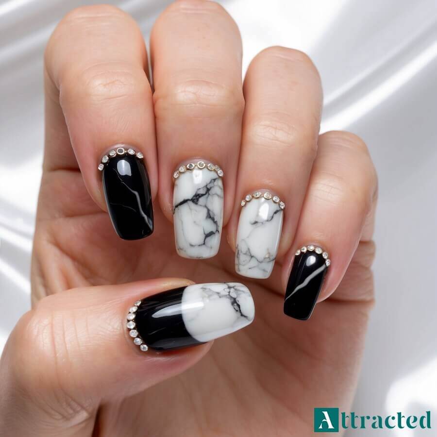 Marmurkowe paznokcie na ślub lub galę
