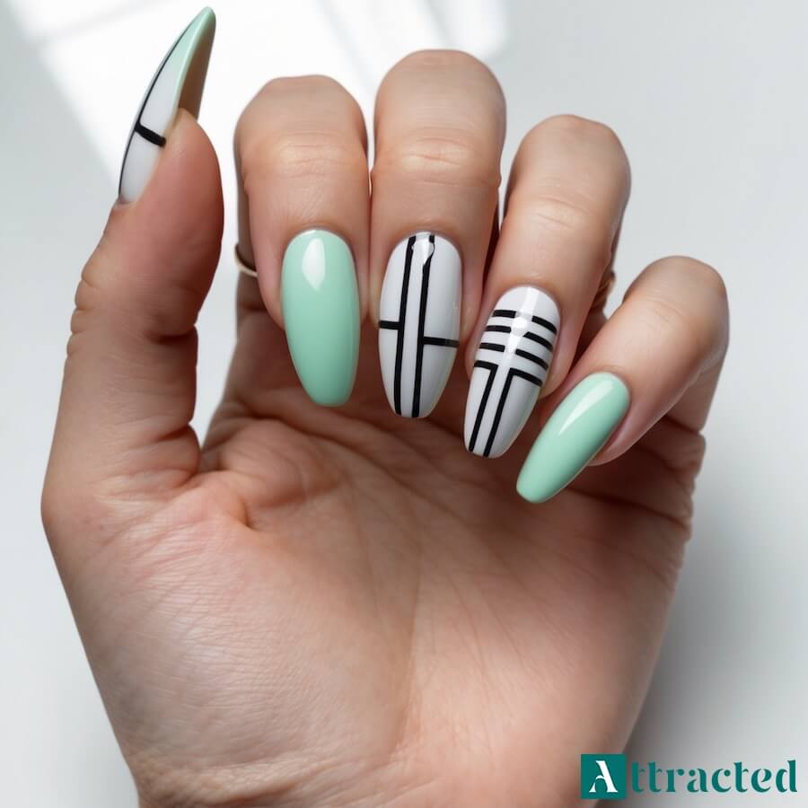 Miętowe minimalistyczne wzory geometryczne 2024