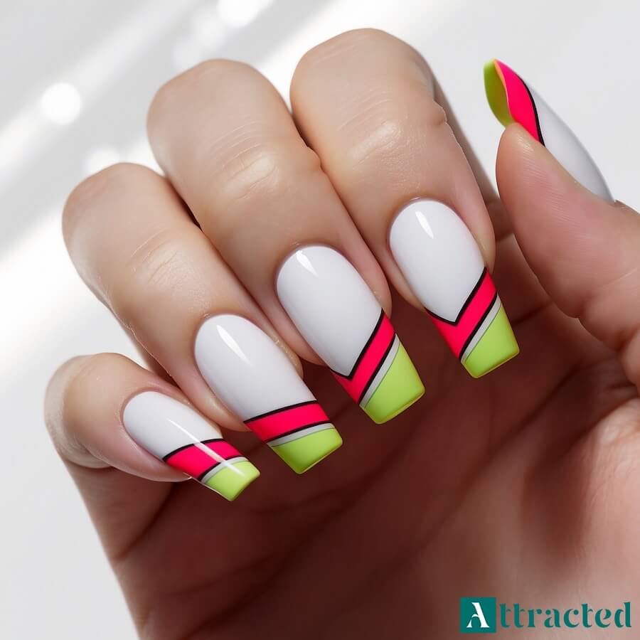 Nowoczesny French manicure w odważnym tonie