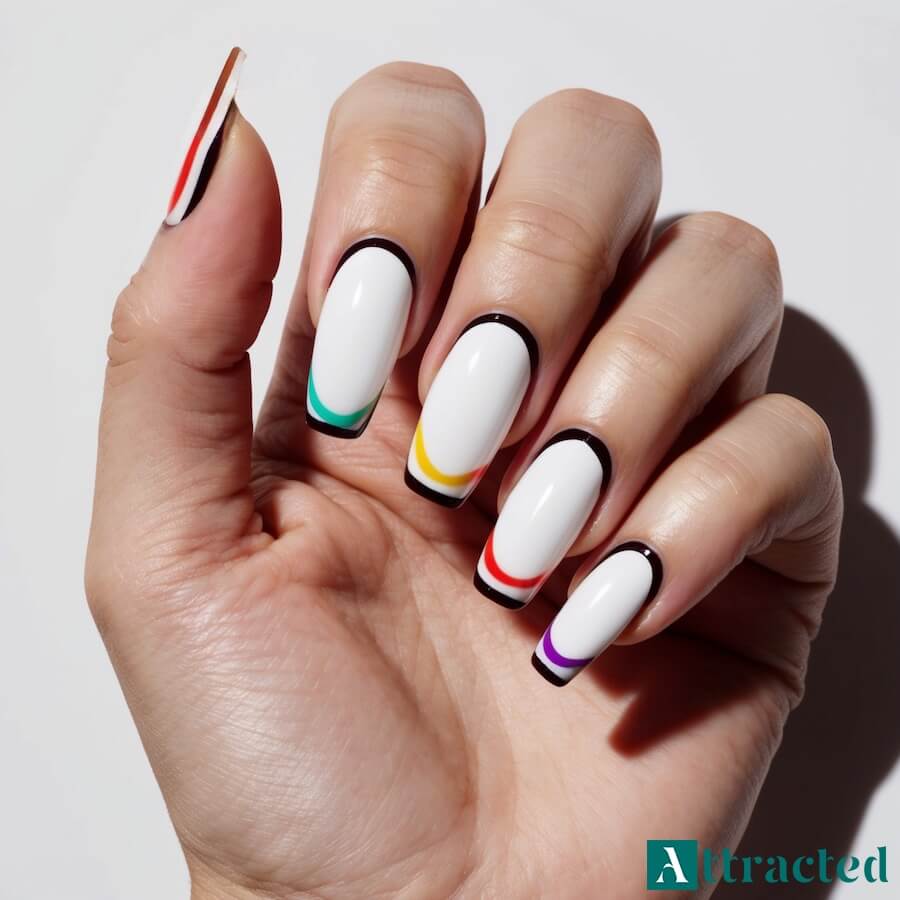 Ozdobny french z wielokolorowymi i czarnymi wzorami