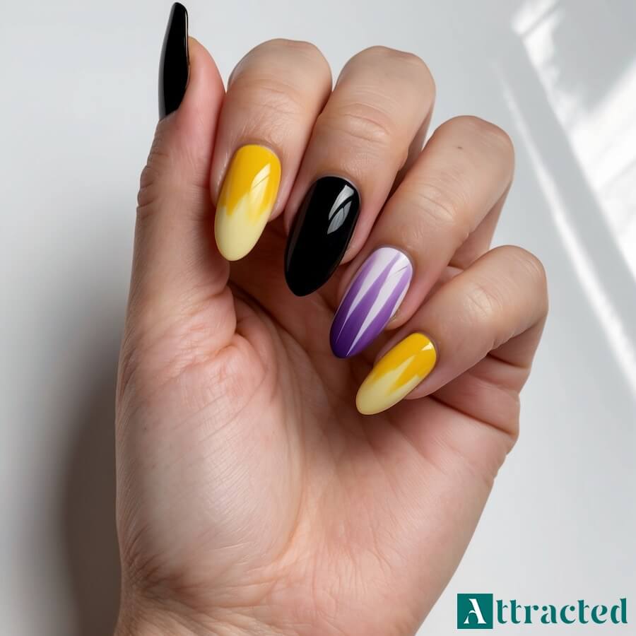 Pastelowe barwy na czarnych paznokciach