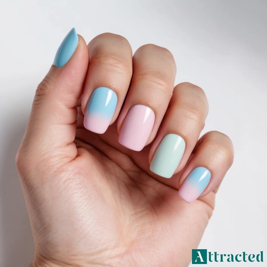 Paznokcie baby boomer z pastelowymi akcentami