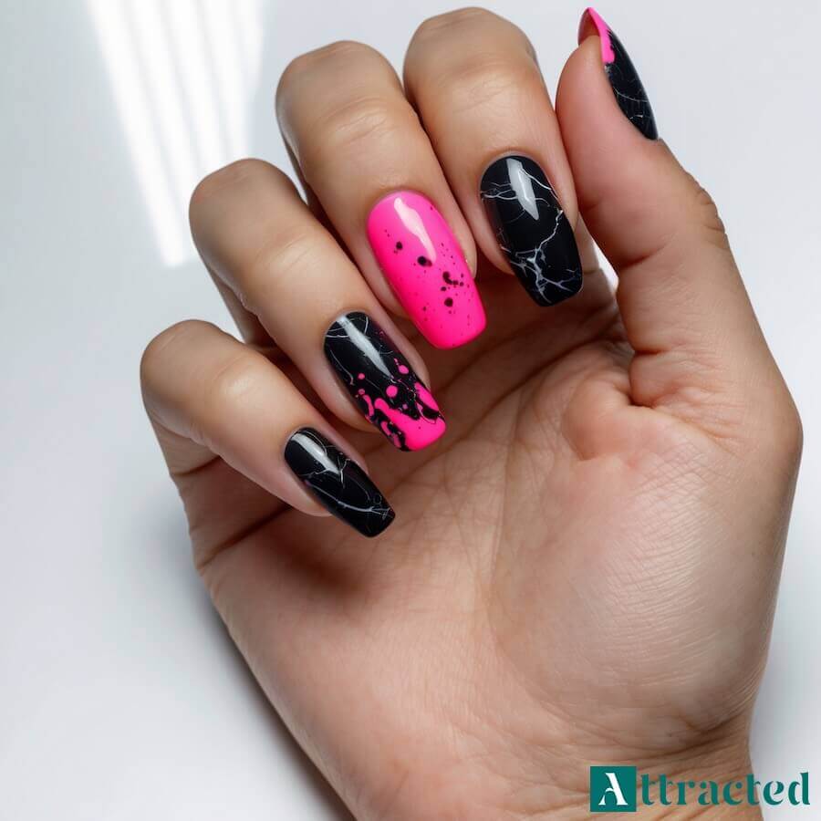 Czarny marmur z neonowymi akcentami