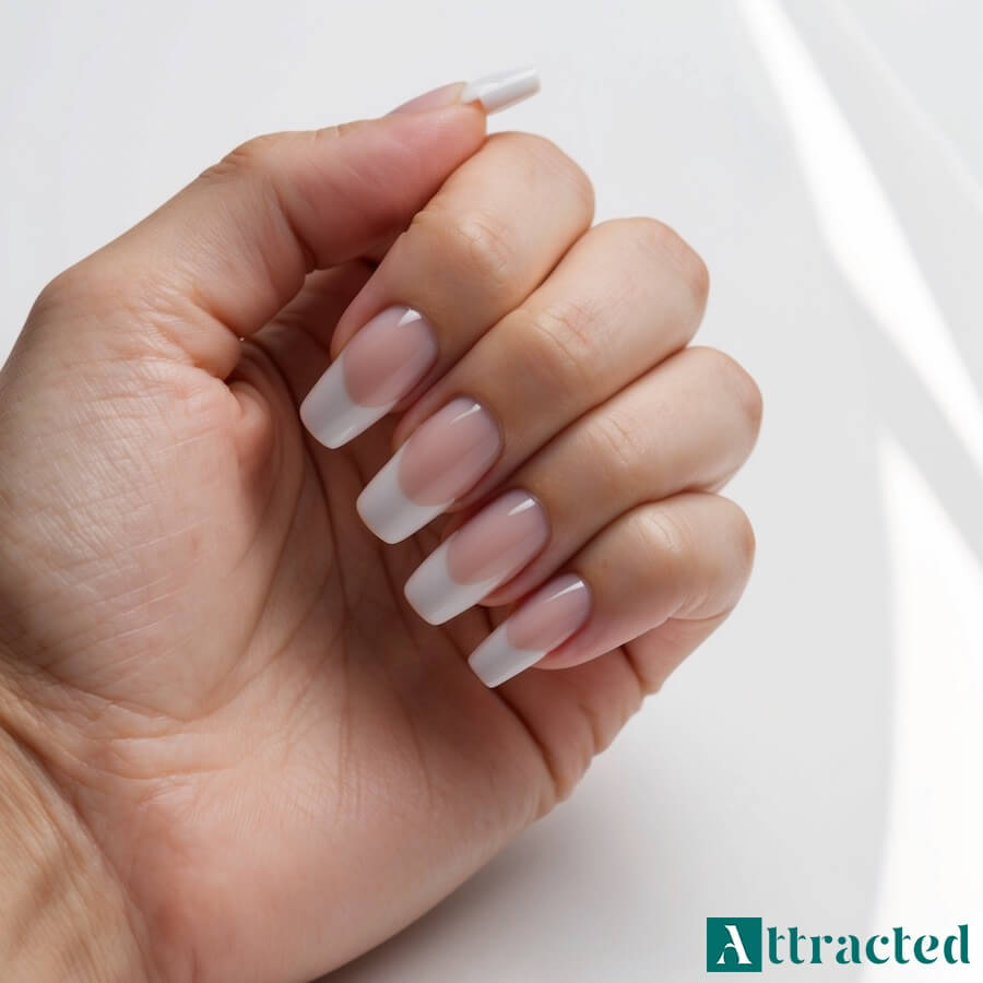 Paznokcie clean girl nails z długim białym french