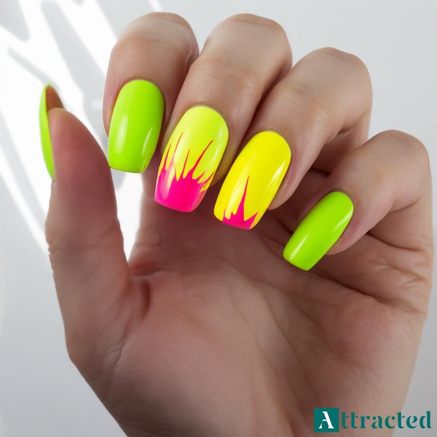 Neonowe eksplozje kolorów na paznokciach