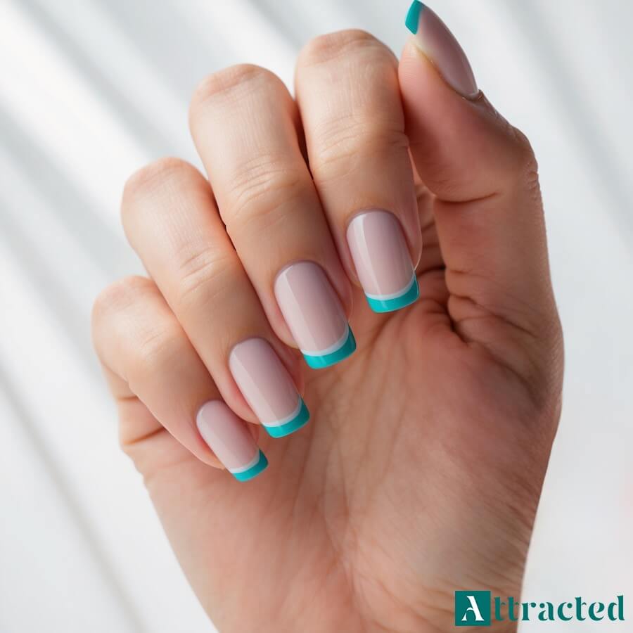 Klasyczny francuski manicure z morską nutą