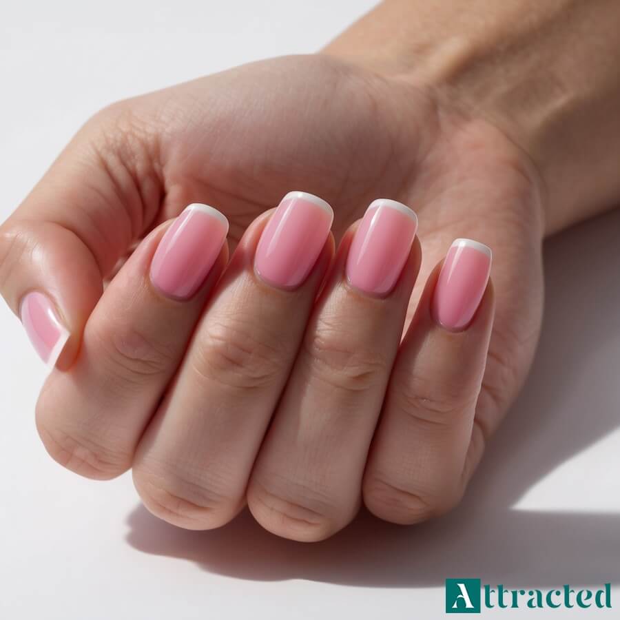 Paznokcie różowe Jelly Nails z białym French