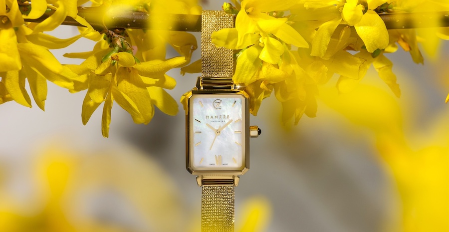 Zegarek Hanze, złoty, kwadratowa tarcza