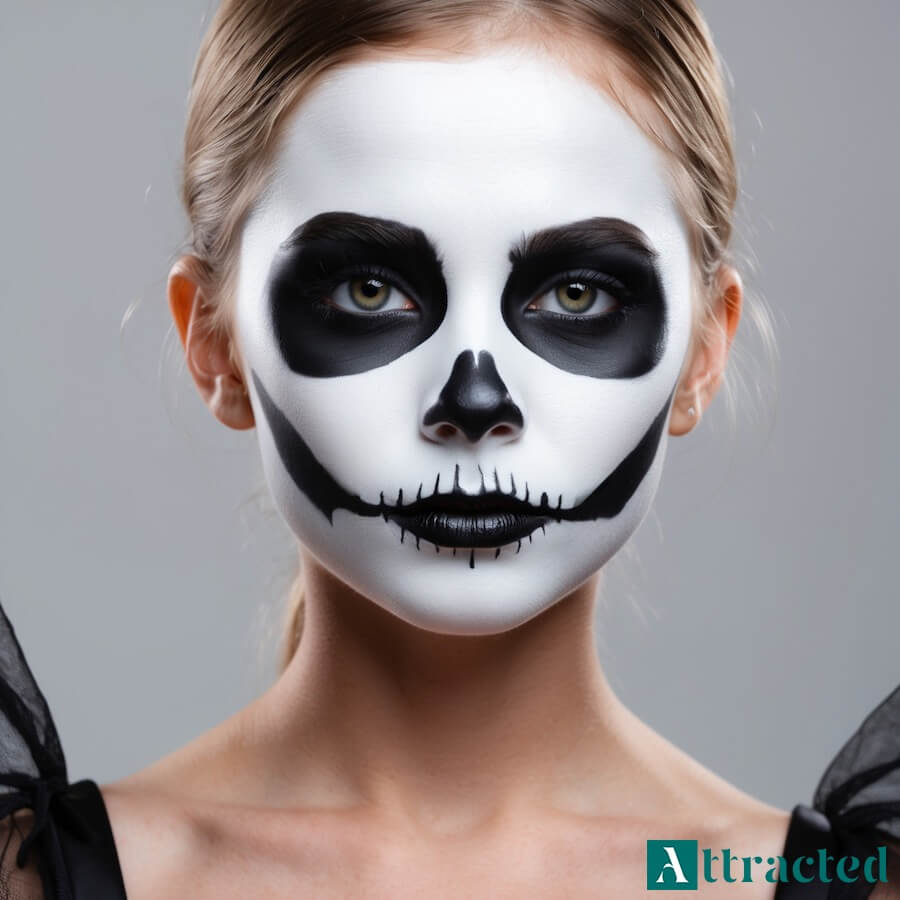 Klasyczny makijaż kościotrupa dla dziewczynki