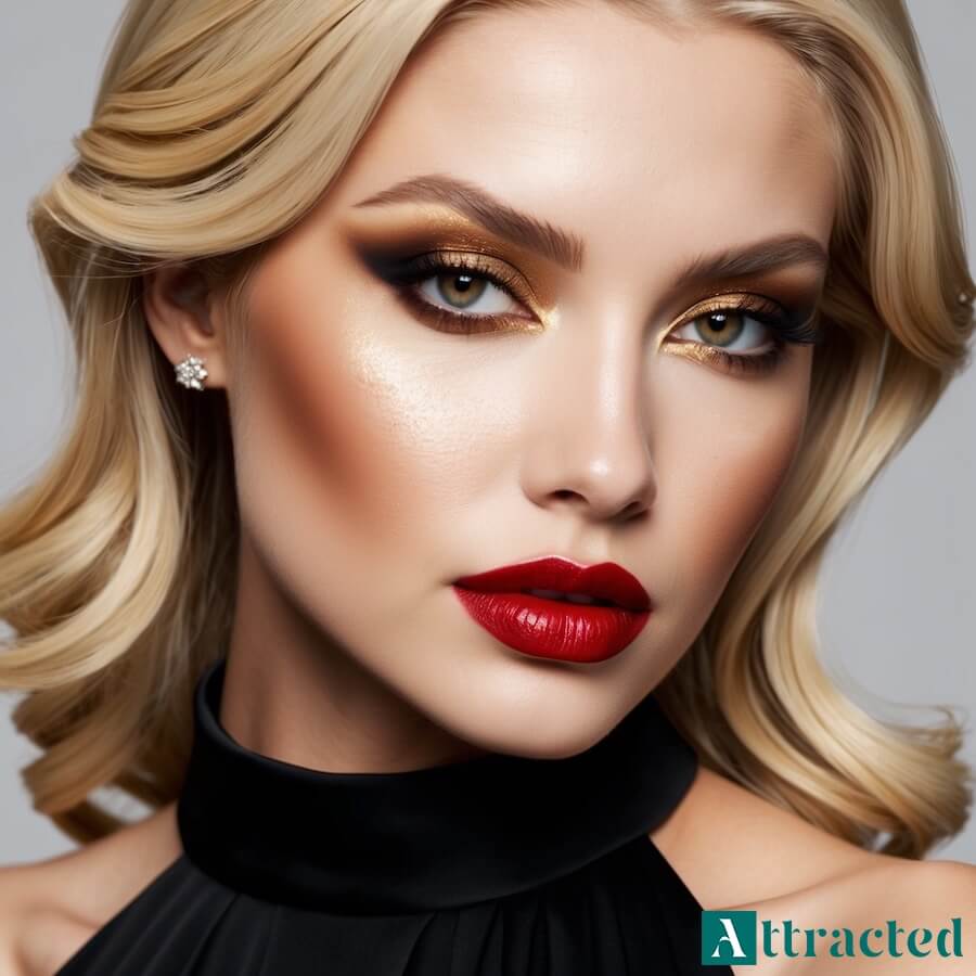 Makijaż do czarnej sukienki i złotych dodatków