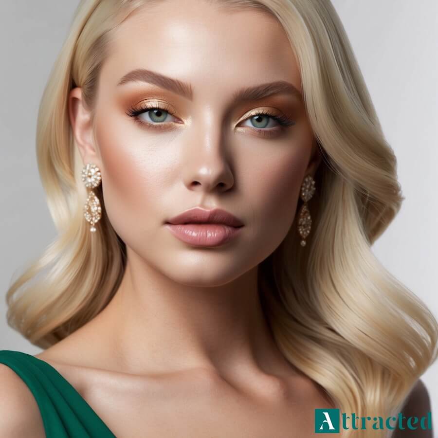 Makijaż dzienny do zielonej sukienki dla blondynki