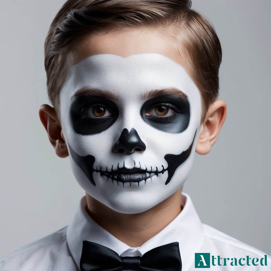 Klasyczny makijaż kościotrupa dla chłopca