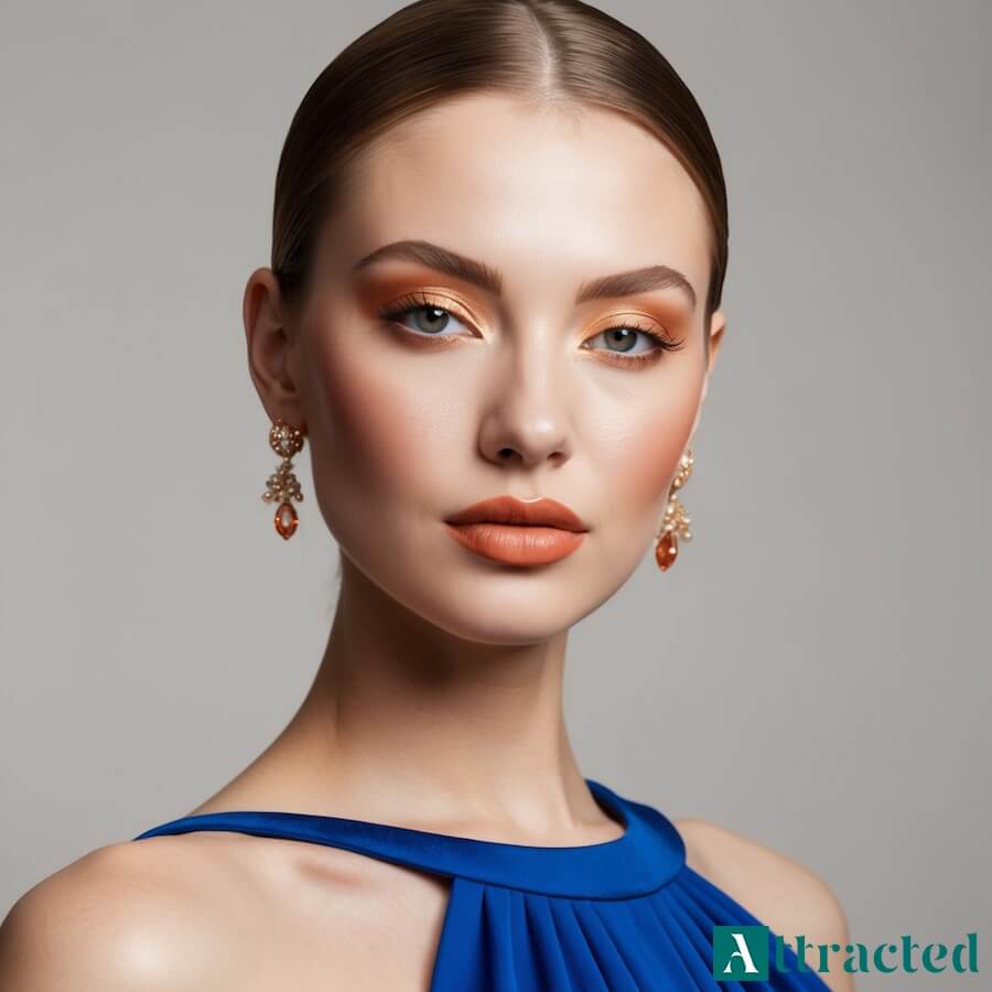 Elegancki makijaż ślubny z niebieską kreacją