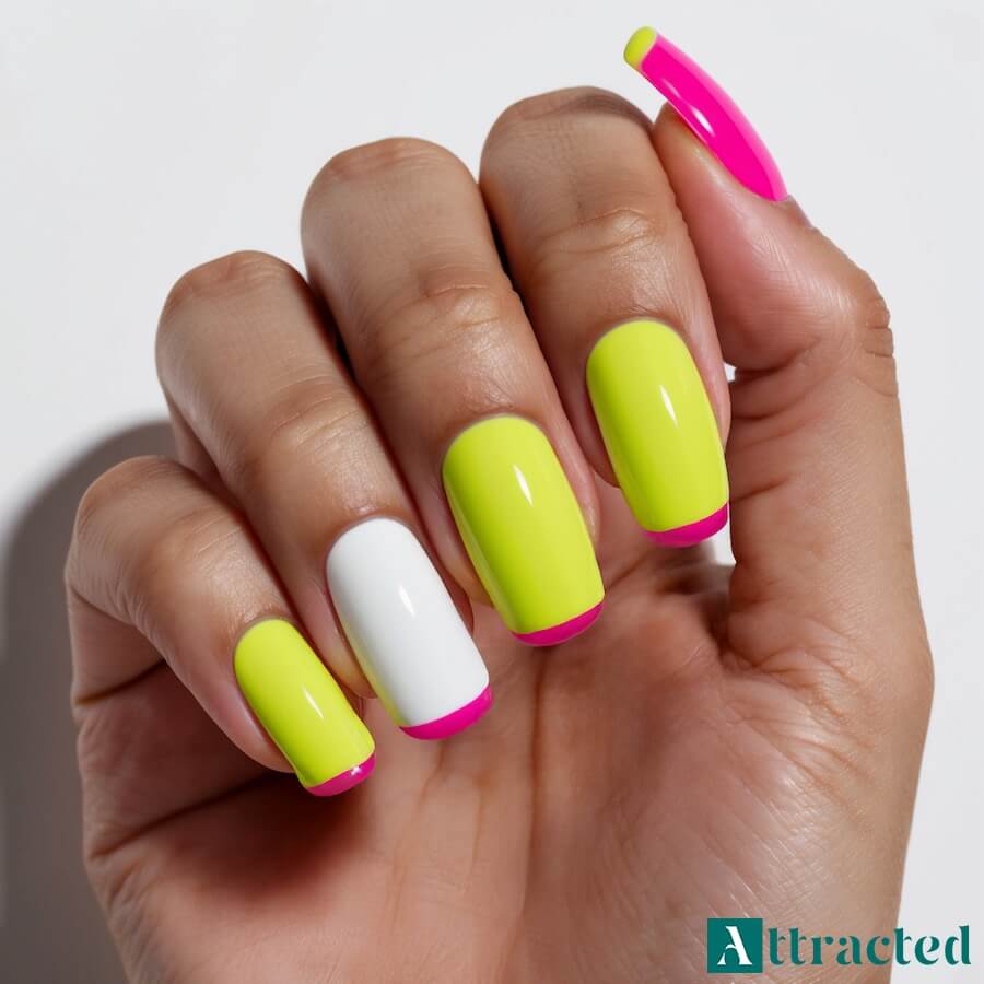 Neonowy french manicure