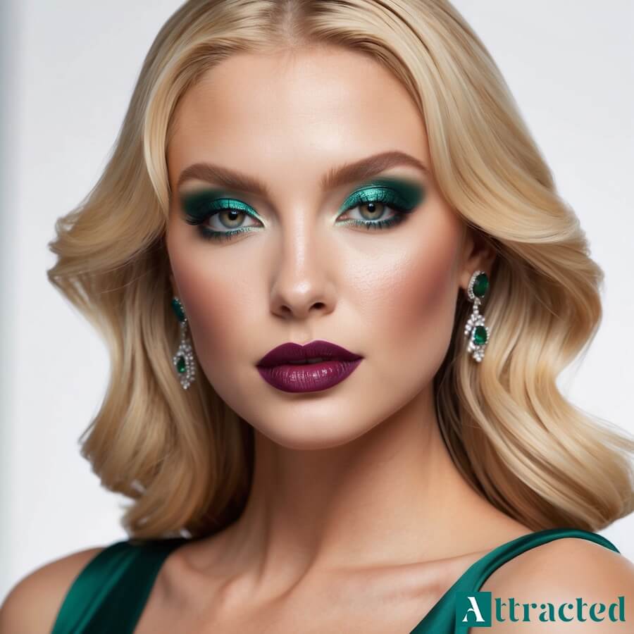 Wieczorowy look z zielonym makijażem