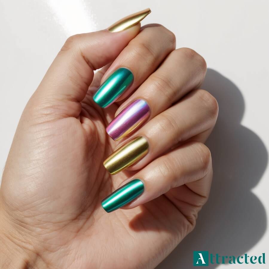 Metaliczne iryzacje na paznokciach
