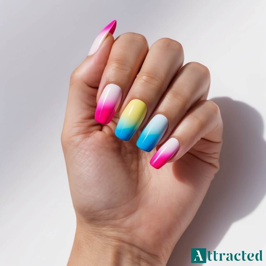 Neonowe Aura Nails na wakacje