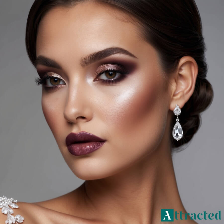 Make-up ze smoky eyes i odcieniami śliwki lub czekolady