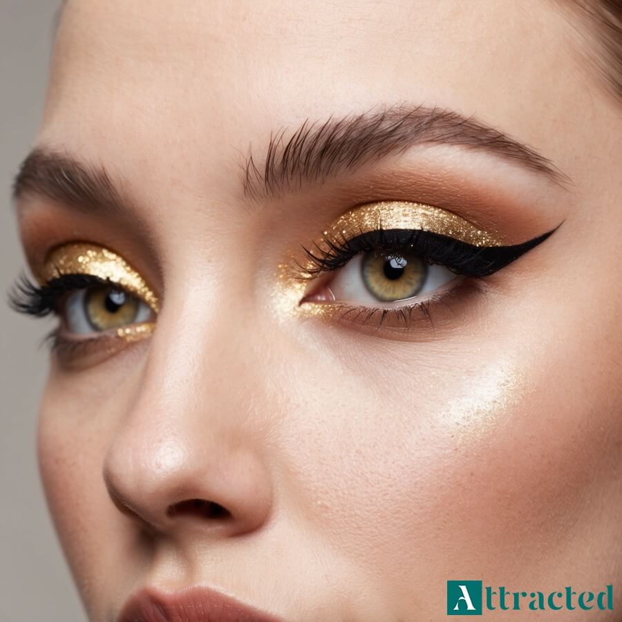 Błyszczące pigmenty na środku powieki