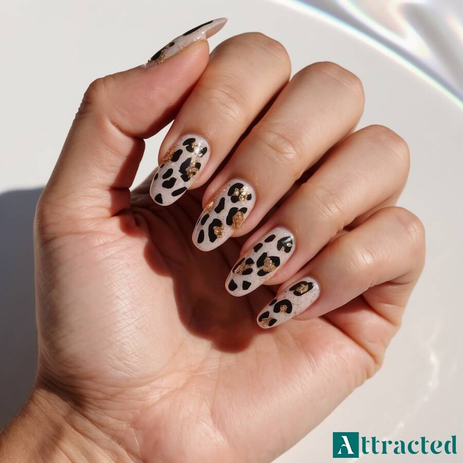 Brokatowa panterka paznokcie