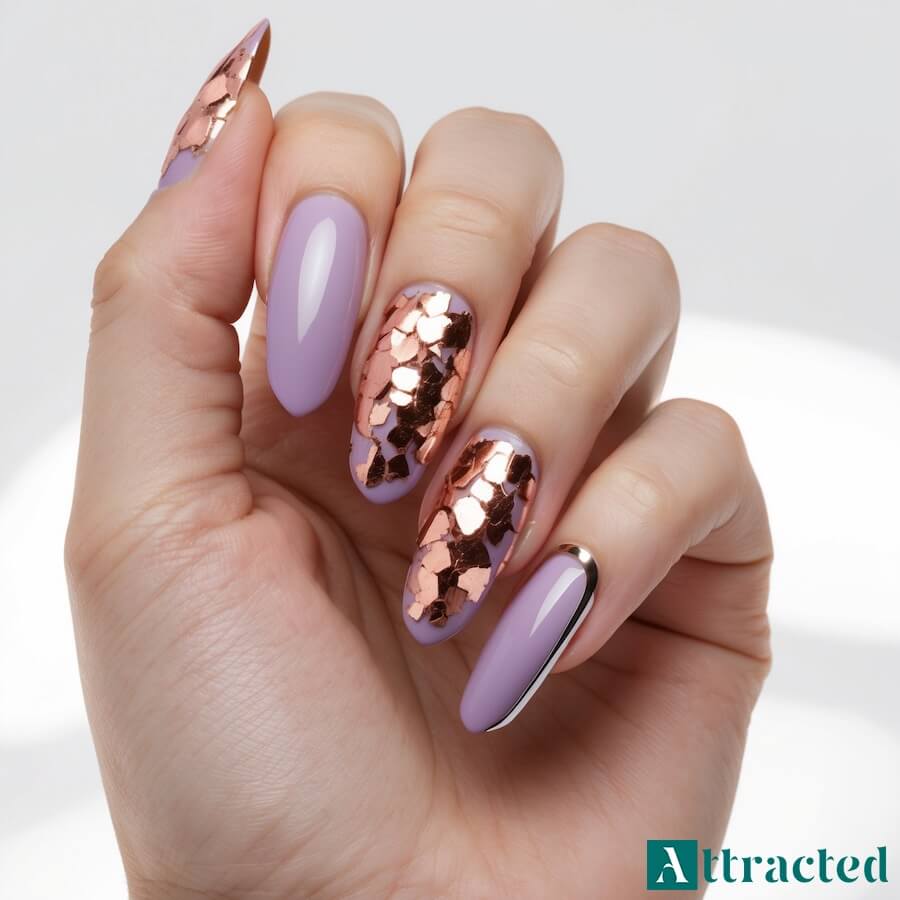 Lilia i różowe złoto, czyli manicure z folią ozdobną