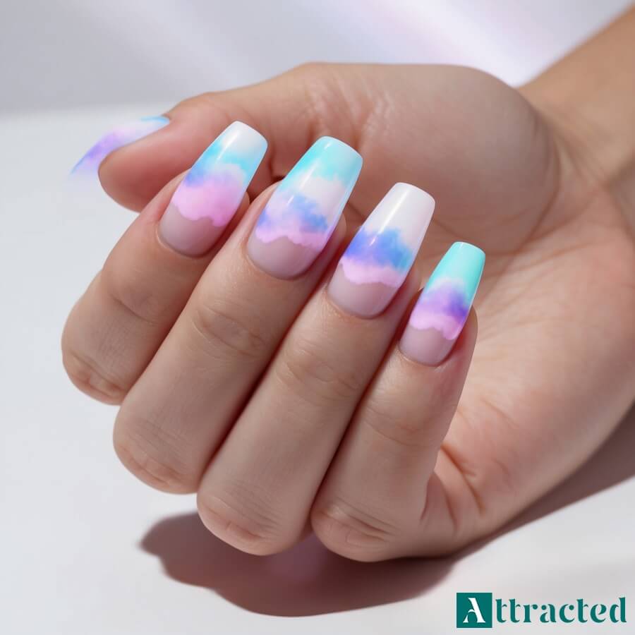 Neonowe chmurki na paznokciach