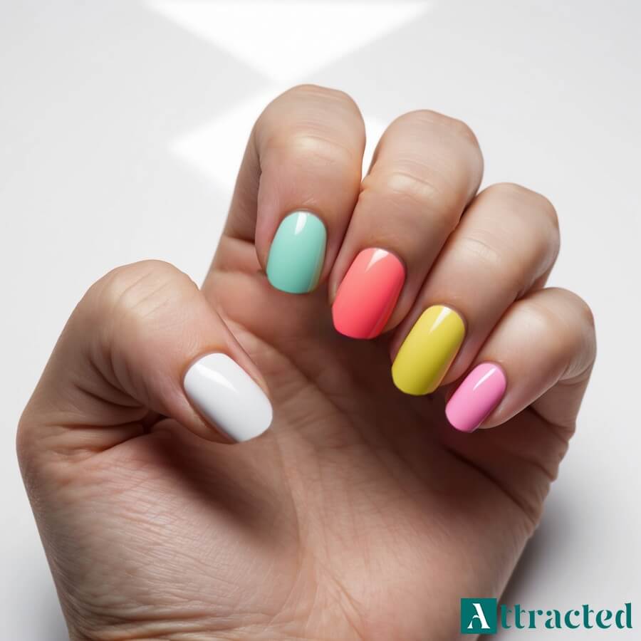 Paznokcie skittles krótkie