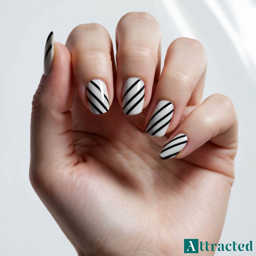Geometryczne linie krótkie paznokcie