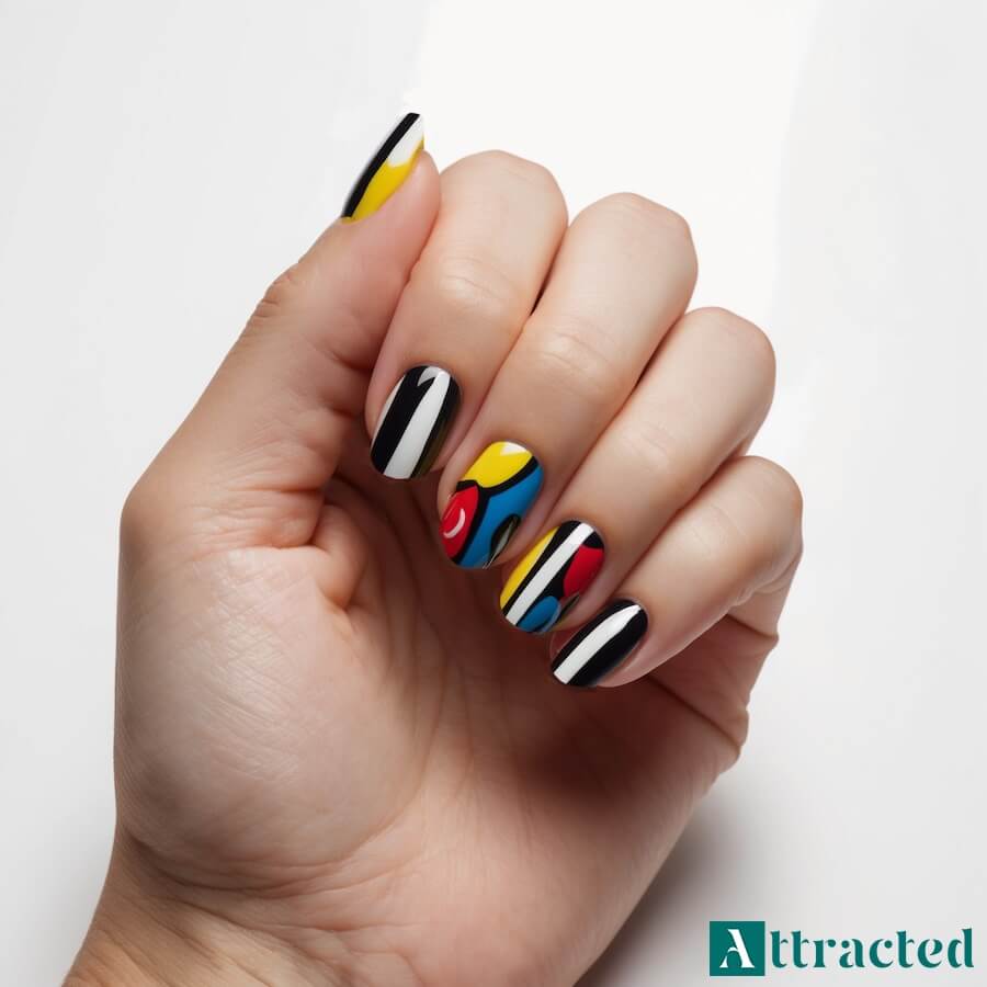 Krótkie paznokcie pop-art