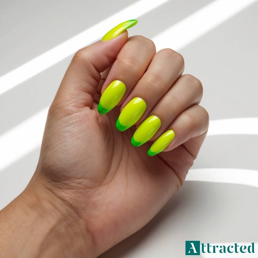 Paznokcie micro french z neonowym akcentem