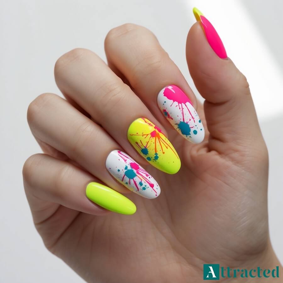 Paznokcie graffiti z neonowej palety