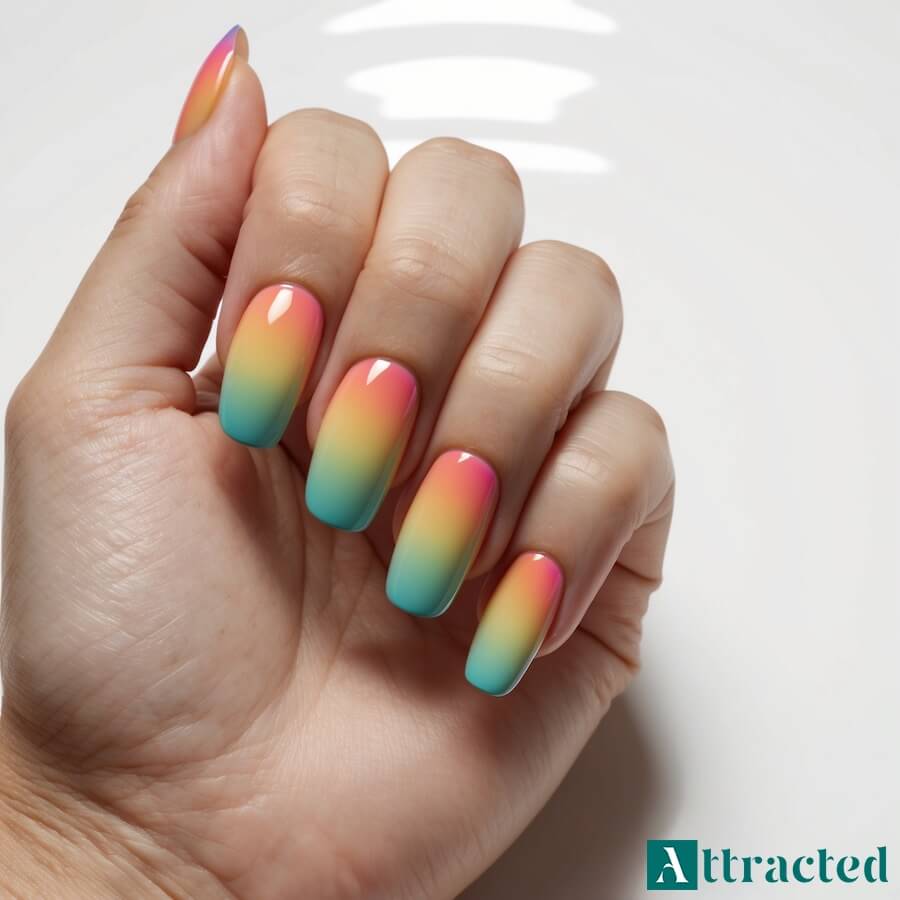 Ombre na paznokciach neonowych