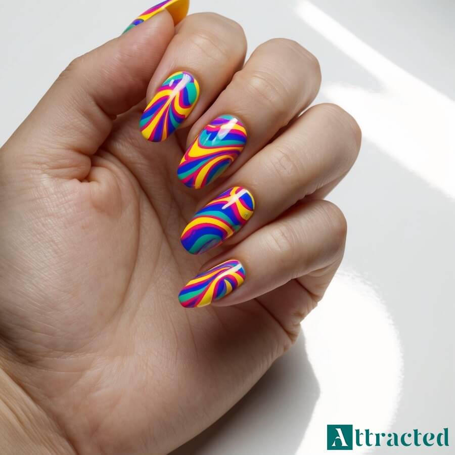 Paznokcie zawijasy neonowe