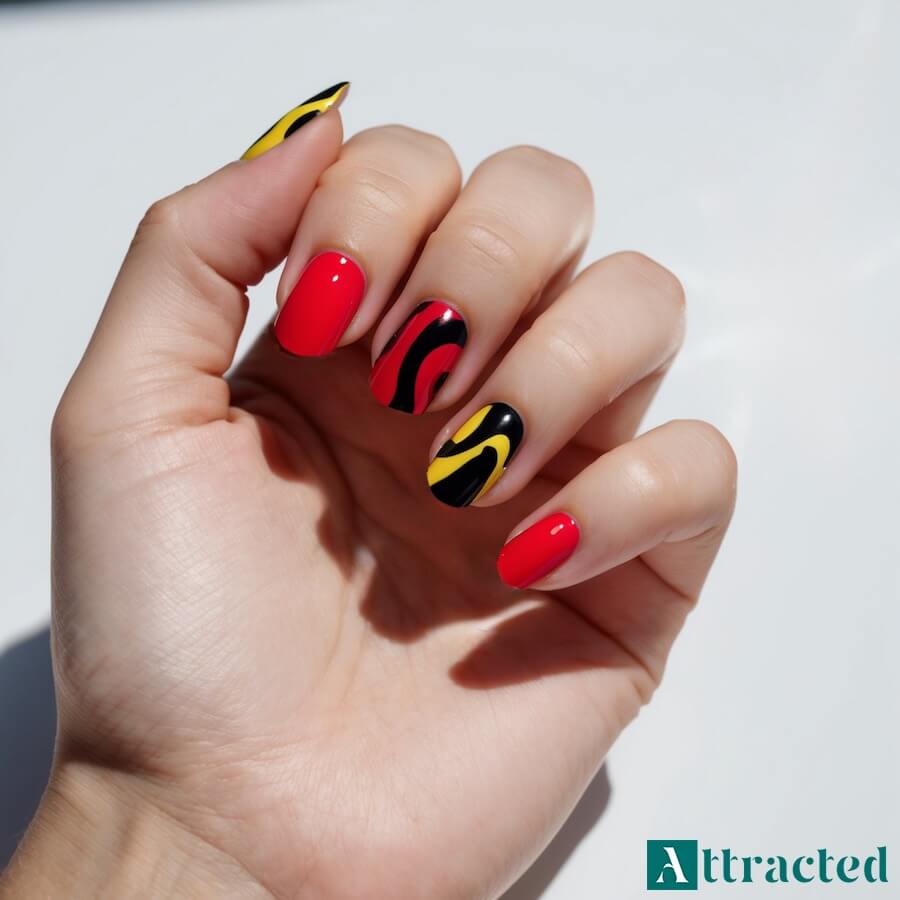Krótkie paznokcie kreskówkowe pop-art