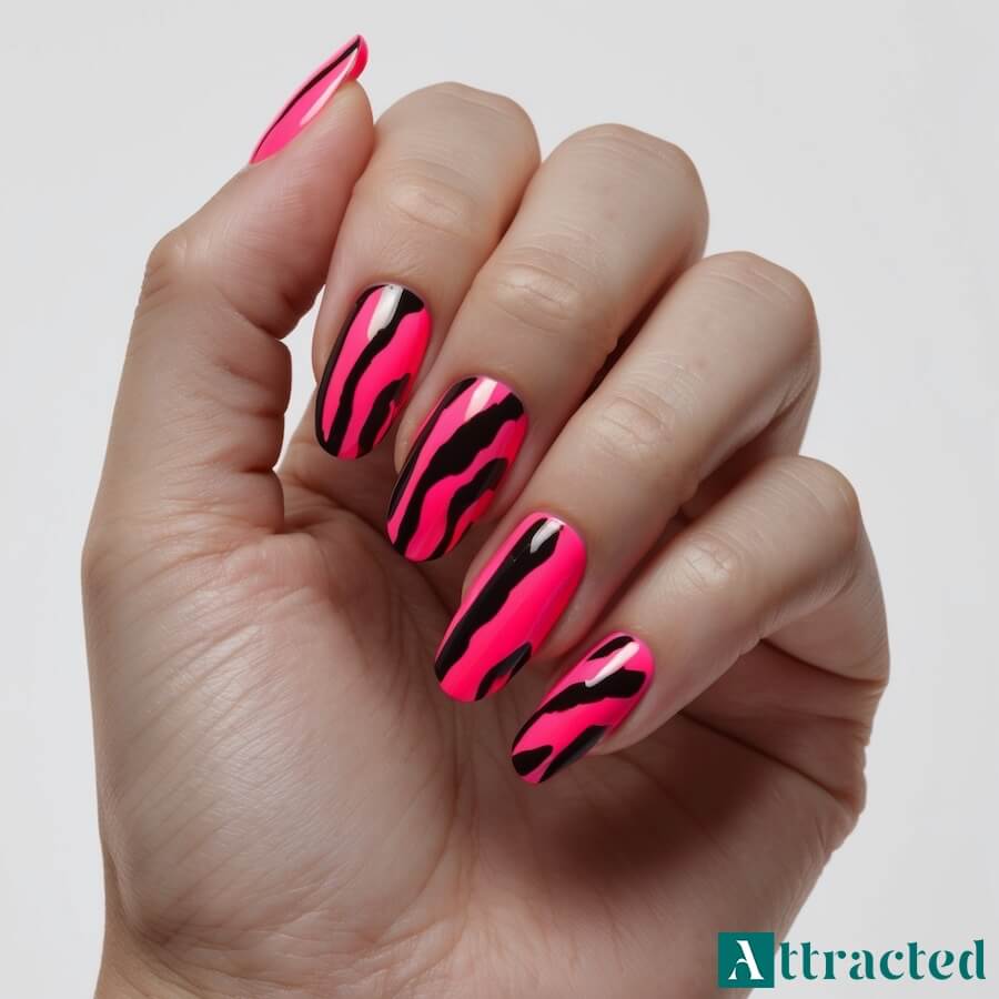 Paznokcie neonowe zwierzęce printy