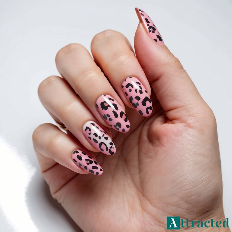 Różowa panterka manicure