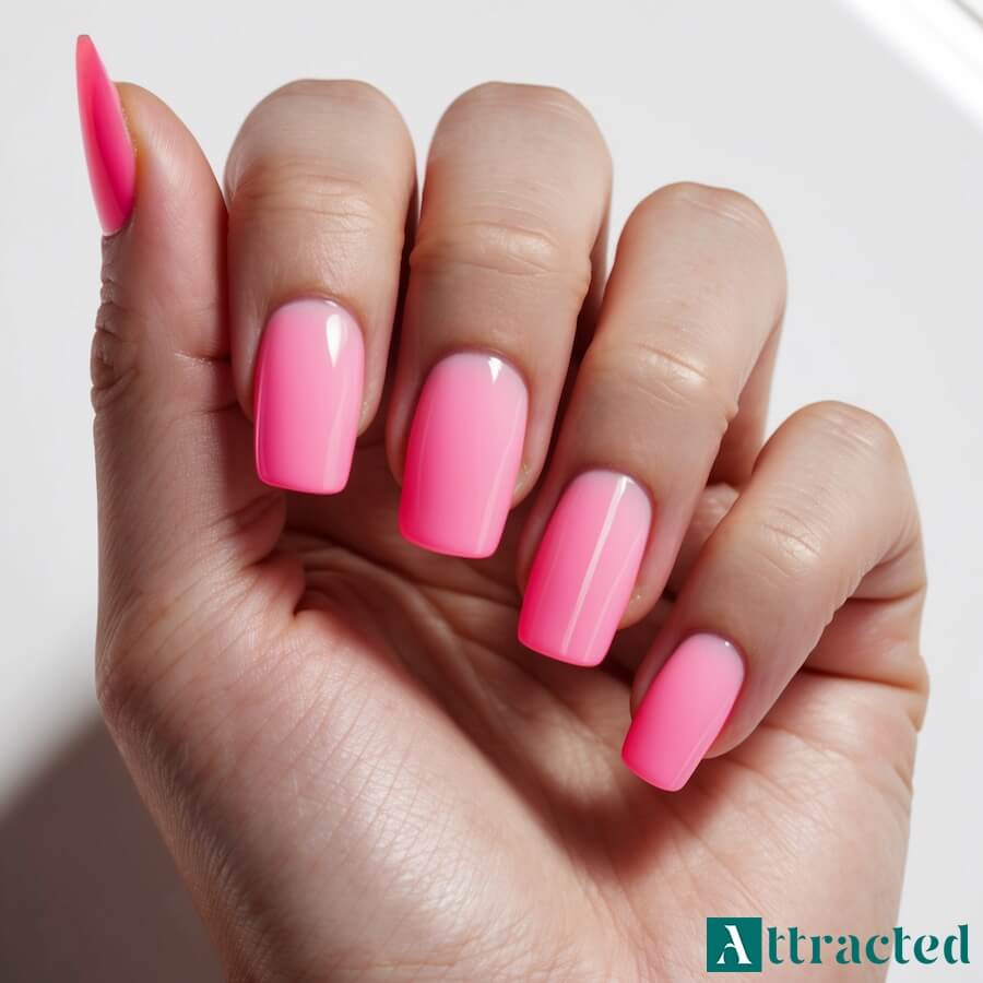 Delikatne neonowe różowe paznokcie na lato