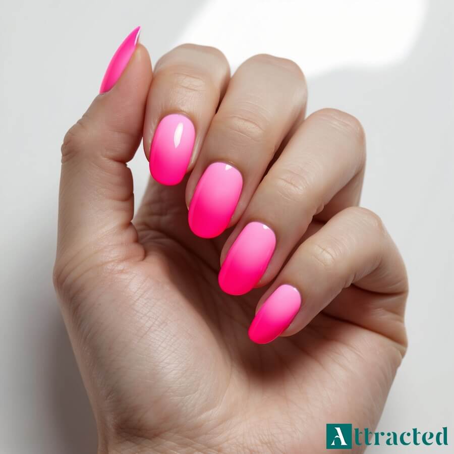 Neonowe różowe paznokcie na lato