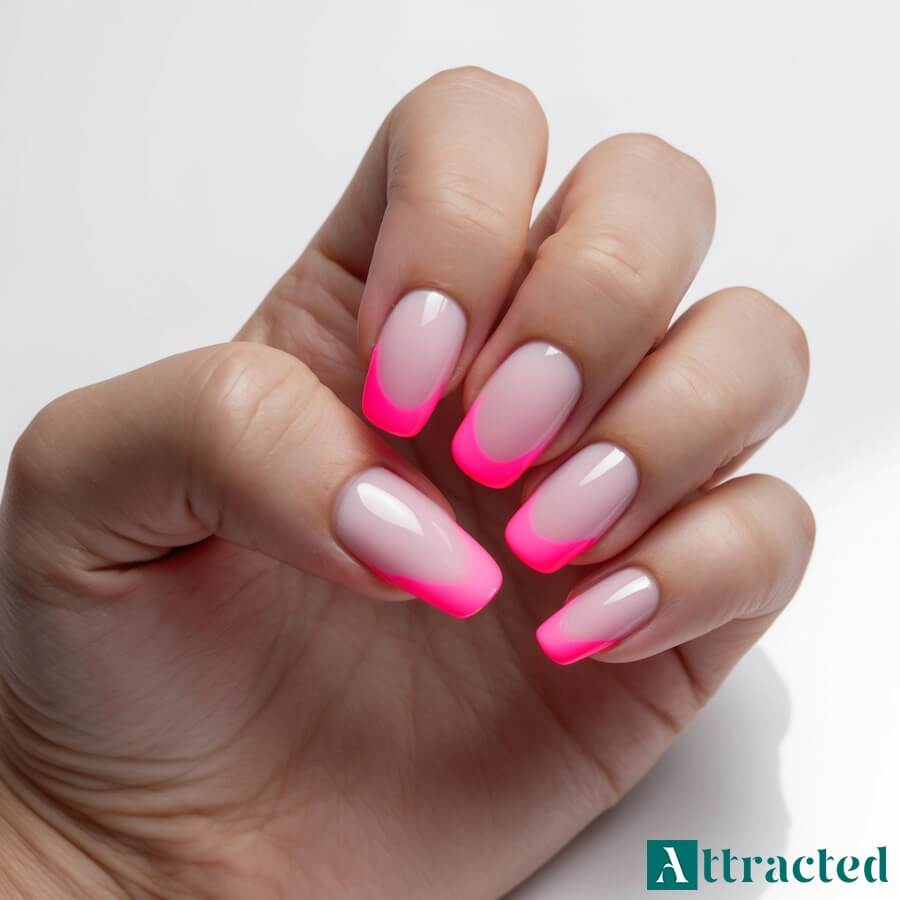 Oryginalny french z neonowymi, różowymi końcówkami