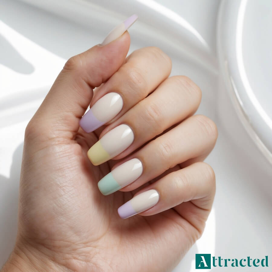 Duży pastelowy french z delikatnymi końcówkami