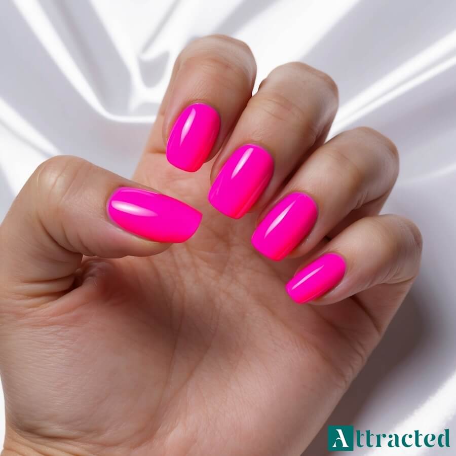 Paznokcie aura nails w neonowym różu