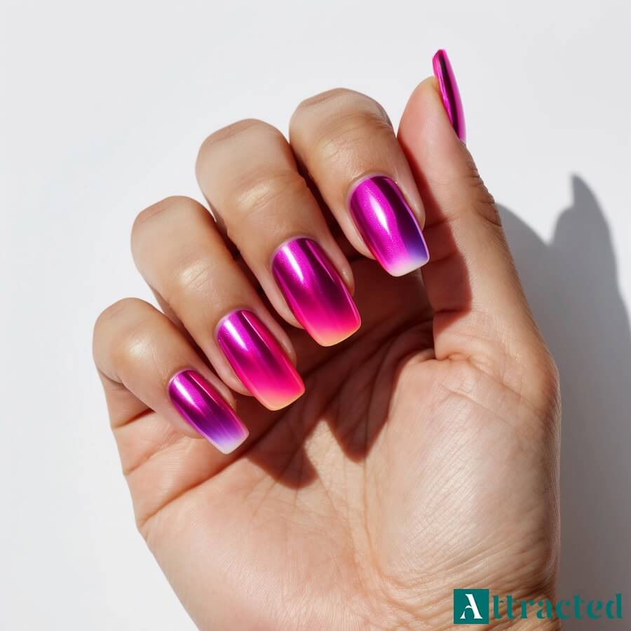 Neonowy róż i inspirujący efekt chrome na paznokciach