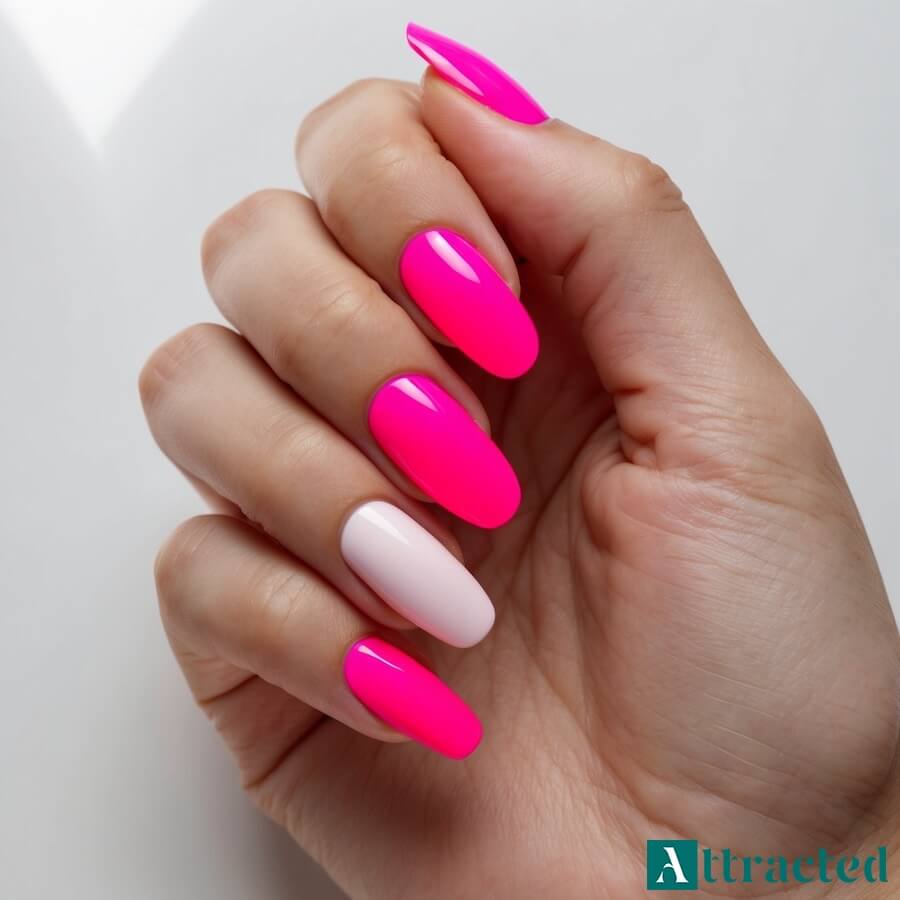 Klasyczne neonowe różowe paznokcie na lato