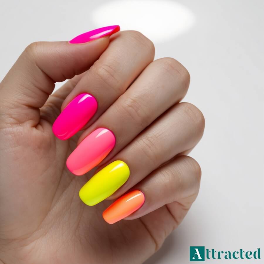Wyjątkowe, neonowe ombre - róż z pomarańczą, żółtym i koralem