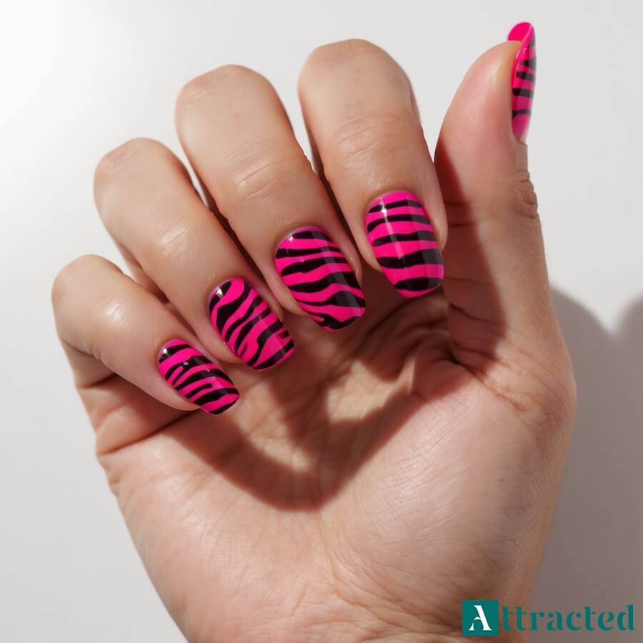 Ciemne motywy zwierzęce w stylu panterki na różowej bazie w neonowej odsłonie