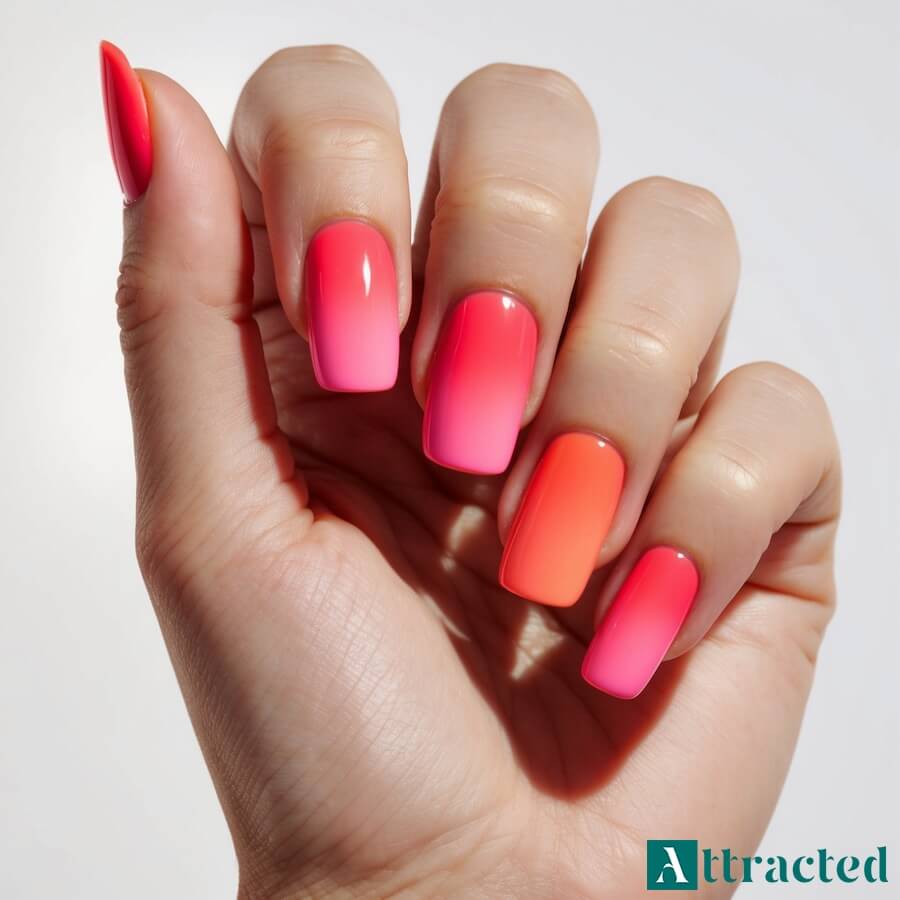 Wyjątkowe, neonowe ombre - róż z pomarańczą