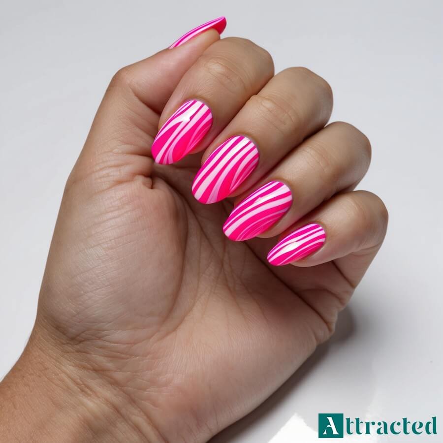 Falowane linie i neonowy róż jako letnie paznokcie w klimacie Y2K
