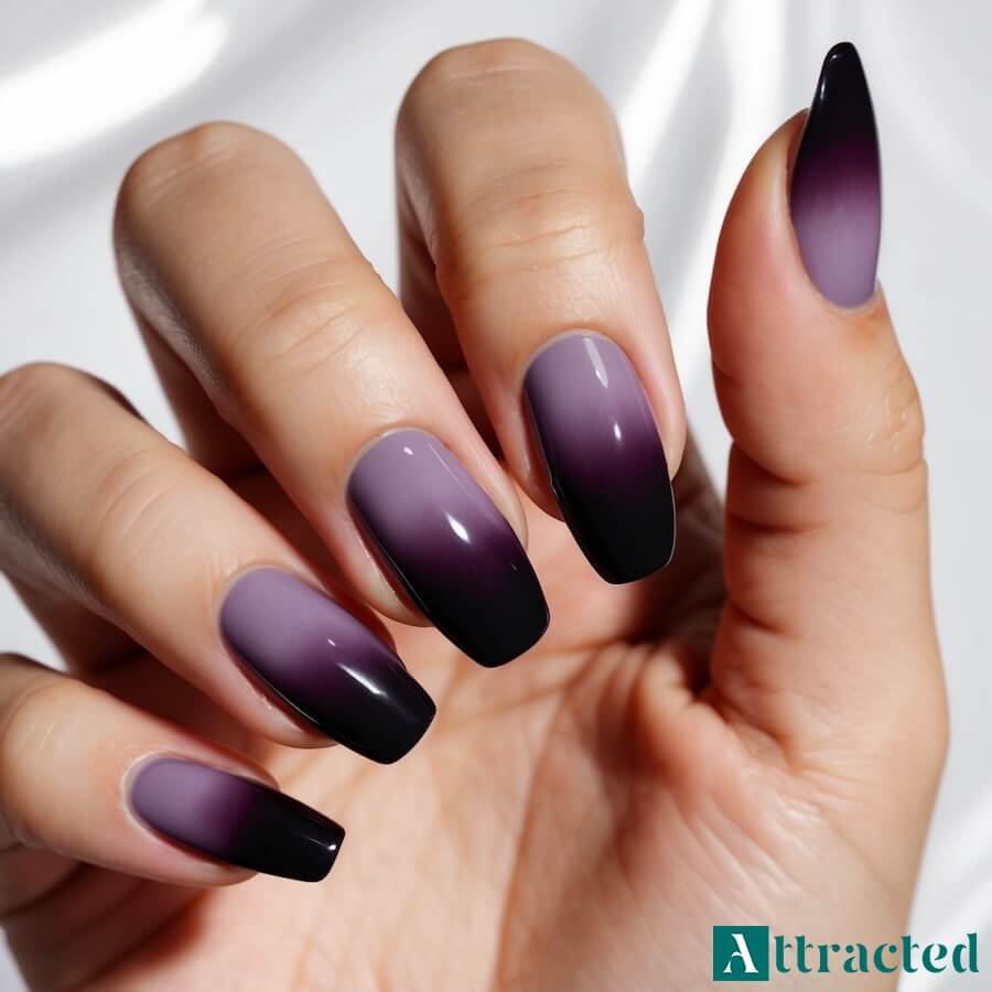 Czarne paznokcie z różowym efektem ombre