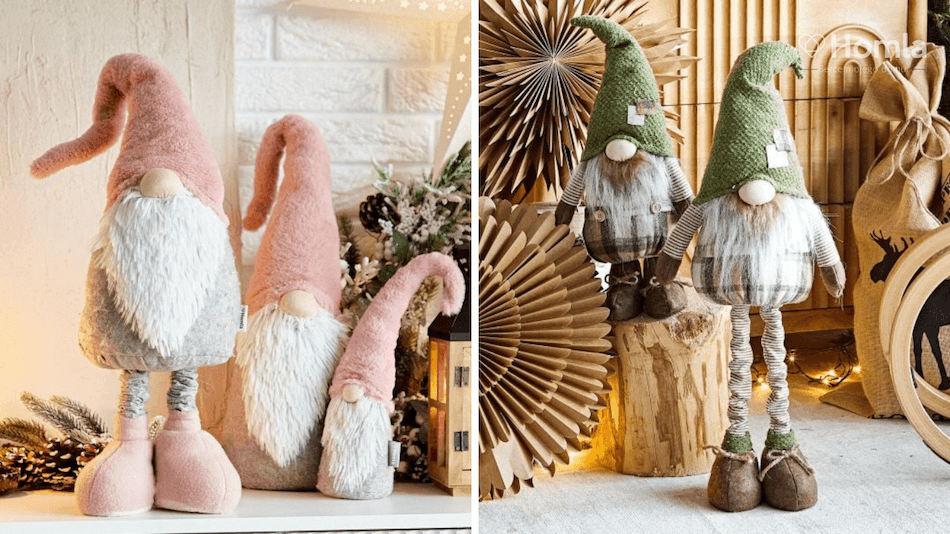 Skrzaty domowe, zielone i różowe czapeczki