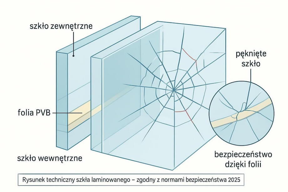 rysunek techniczny szkła